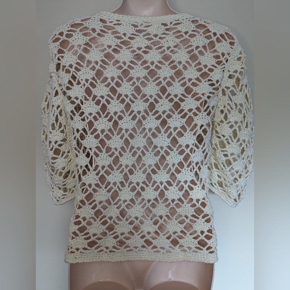 Crochet knit cardigan sweater small medium - Picture 2 of 10